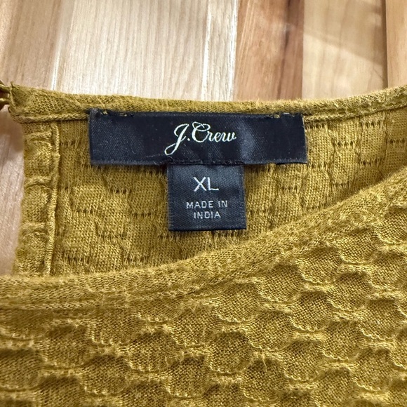 J. Crew Olive Gold Textured Boho Rustic Fall Cottagecore Blouse with Ruffle Trim - Picture 9 of 10